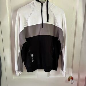 Cinch Men's White, Gray, and Black Zip-Up Sweater small